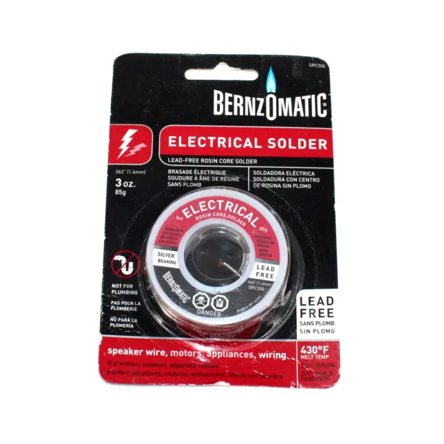 Bernzomatic Electrical Solder 3 oz. Lead Free Rosin Core Silver Bearing SRC300