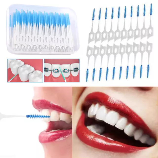 200 Uds Cepillo De Hilo Dental De Silicona Cepillos Interdentales <