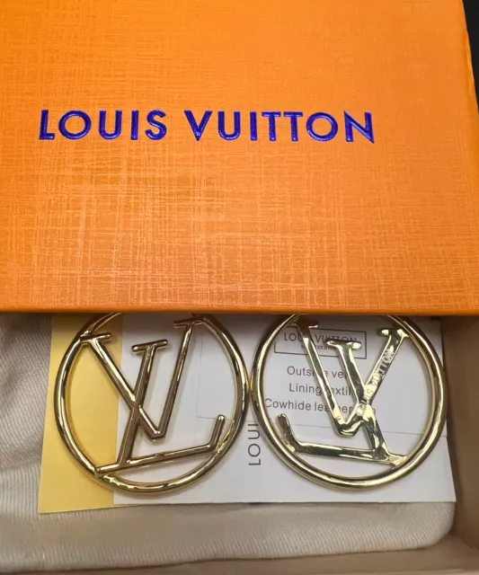 NIB LOUIS VUITTON LV Logo Circle Hoop Earrings Crystals White GP Paris,  France