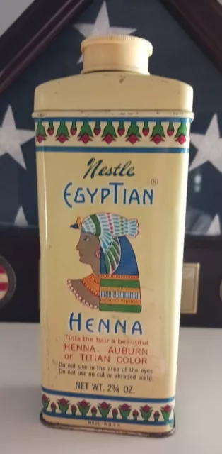 Vintage Nestlé LeMur Egyptian Henna Hair Color Tin Can Powder 2.75 Oz Full