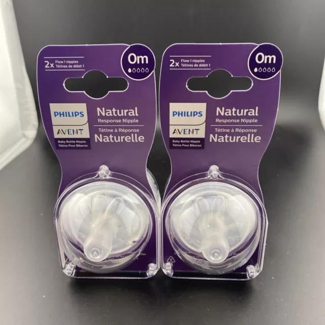 4 pack Philips Avent Natural Response Size Flow 1 Newborn 0M baby Bottle Nipples