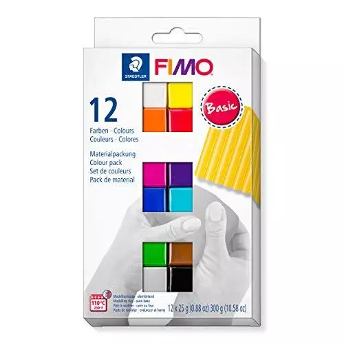 Staedtler FIMO Soft, Assortiment de 12 demi-pains de pâte FIMO aux couleurs vive
