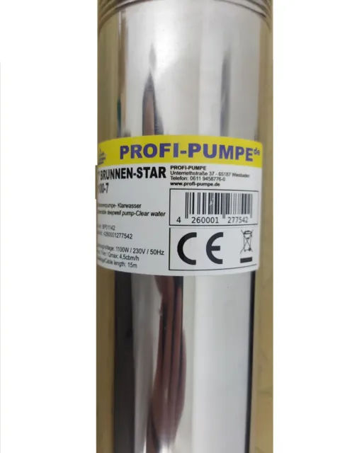 Profi Pumpe 3" Tiefbrunnenpumpe BRUNNEN-STAR 1100-4-400V 1100W bis 15m NEU 2
