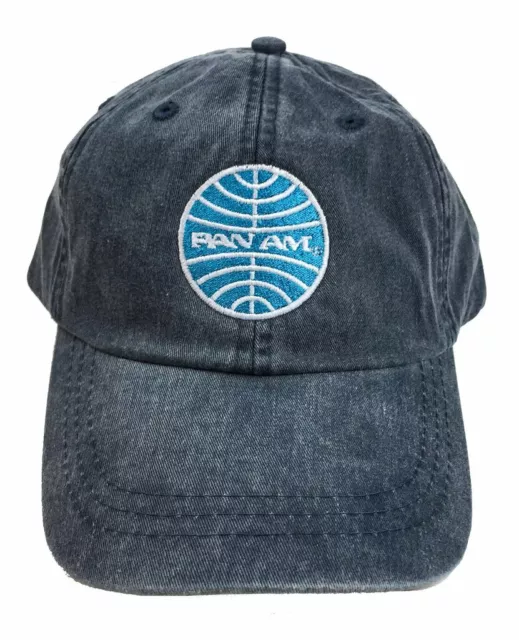 Pan Am American Midnight Blue Embroidered Logo Adjustable Baseball Golf Cap Hat