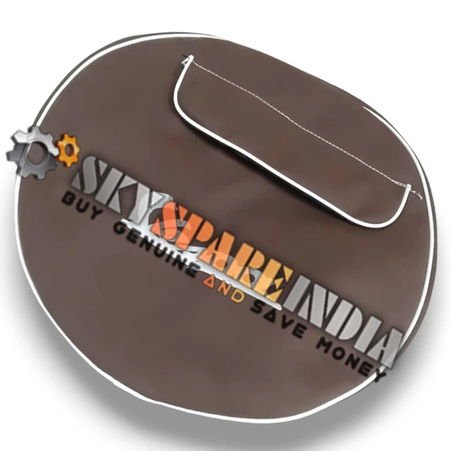Housse De Roue De Secours Vespa 20.3cm - Marron Avec Poche, Simili Cuir
