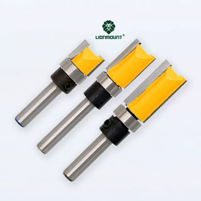 3PCS 6mm Shank Trim Router Bit Set Straight Flush Cutter Woodworking Tool