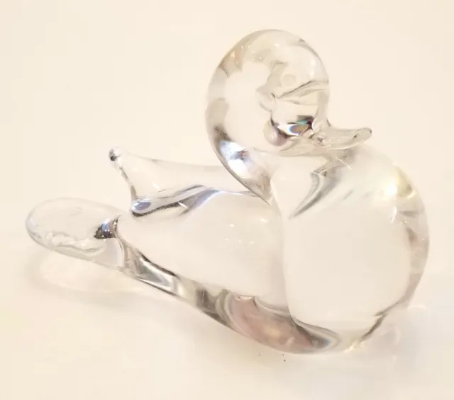 Crystal Clear Glass Duck Swan Collectible Paperweight Figurine
