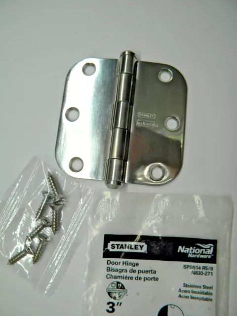Stanley National Hardware N830-271 Stainless Steel 3" Door Hinge  SPB514 R5/8