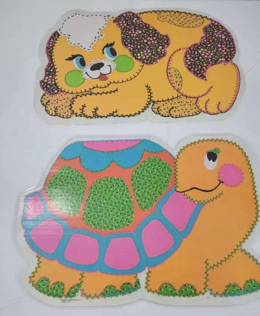 Vintage Bright of America Childs Laminated Two Sided Placemats Set of 2
