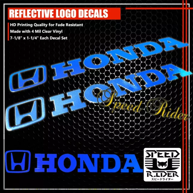 7" Left+Right Fairing/Fuel Tank Sticker Reflective Vinyl Decal For Honda Blue