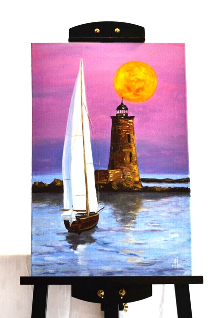 Quadro Olio Su Tela Firmato a Mano MARINE