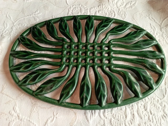 Dessous De Plat Fonte émaillée Vert Vintage Invecta France 30x20cm
