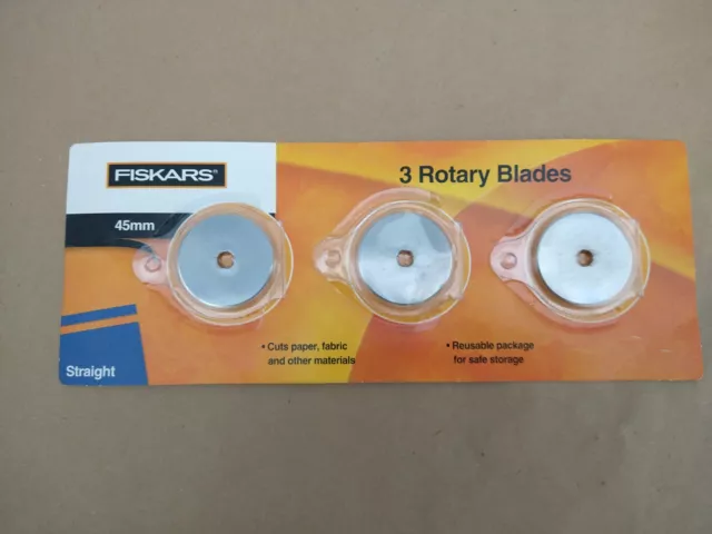 45mm Rotary Cutting Blades Replacement. OEM FISKARS/OLFA paper trimmer. 3-pack