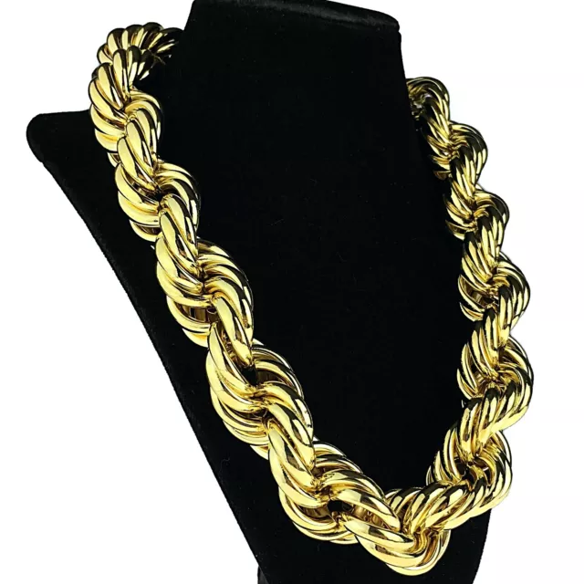 14K Gold Plated Huge Chain Hollow Rope Dookie 25MM x 20" Inch Hip Hop Necklace