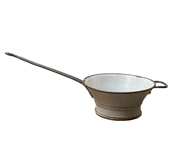 ANCIEN PETIT EGOUTTOIR Ancienne Passoire en Tôle Emaillée Bleue marbré blanc EUR 10,85 - FR