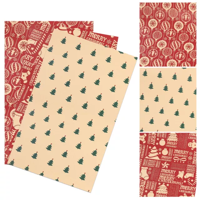 9 Christmas Wrapping Paper Gift Wrap Sheets Cute Traditional Xmas Present