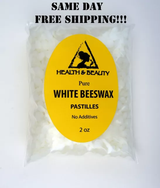 White Beeswax Bees Wax Organic Pastilles Beads Premium 100% Pure 2 Oz