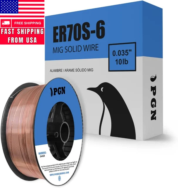 PGN Solid MIG Welding Wire - ER70S-6-0.035 Inch - 10 Pound Spool - Mild Steel MI