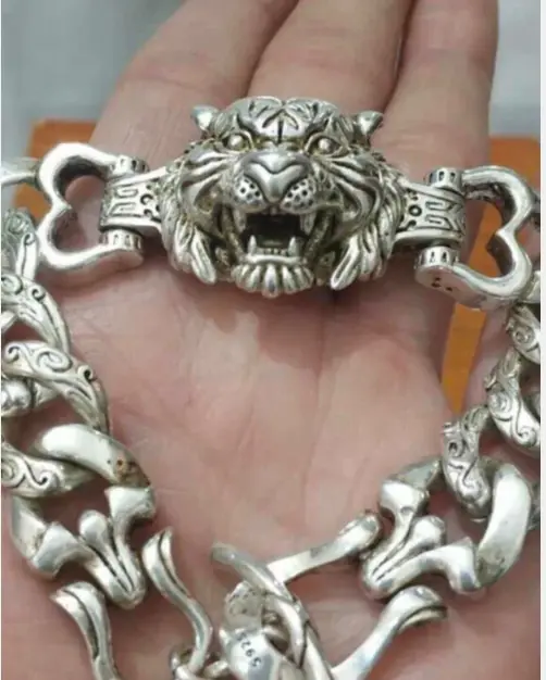 Fashion personality national silver jewelry neutral hip hop Animal head Bracelet