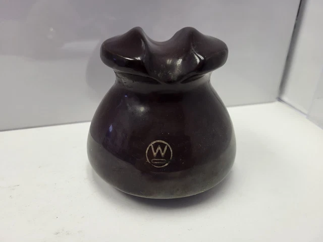 Westinghouse Vintage Brown Ceramic Saddle Type Insulator Willow Run Airport