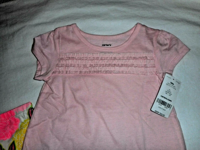 Carters Baby Girl Infant Size 18 Months  Smocked Tee And Leggings Set Clothes - 3