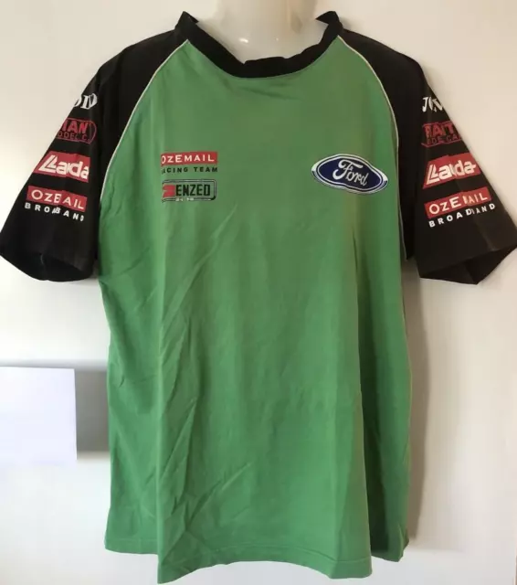 Ozemail Racing Team Men's Tee Shirt - Enzed Ford - Green Black Size 2XL