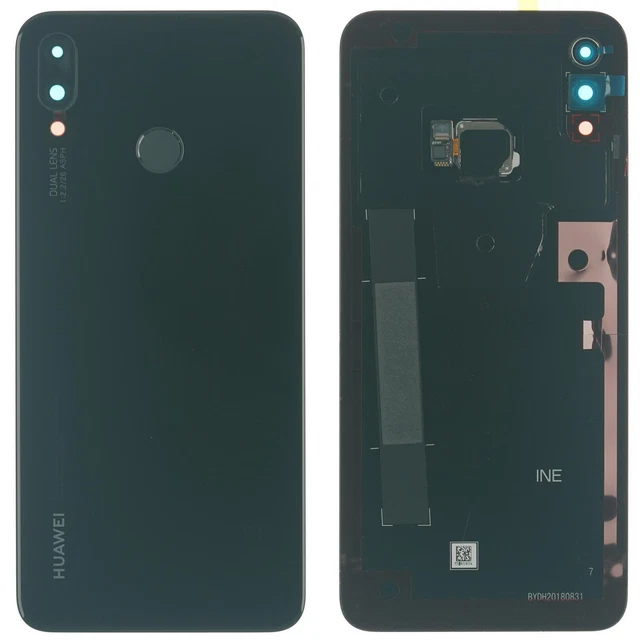 Huawei P Smart + Coque Arrière Boîtier Empreinte Digitale Caméra Lentille Noir