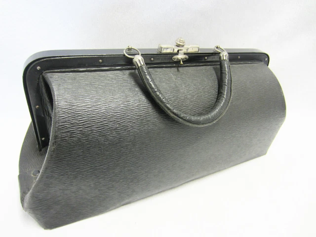 Arzttasche um 1900 JH., schwarz LEDER Henkel,Metallverschluss, 20 x40 cmTOP