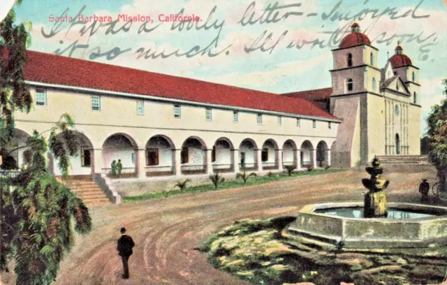 Postcard CA Santa Barbara California-Mission-Vintage Antique 1909 C9