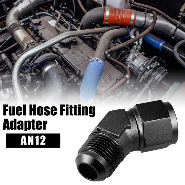 Car Fuel Hose Fitting Adapter AN12 Male to Female 45 Degree Hose Fitting Black