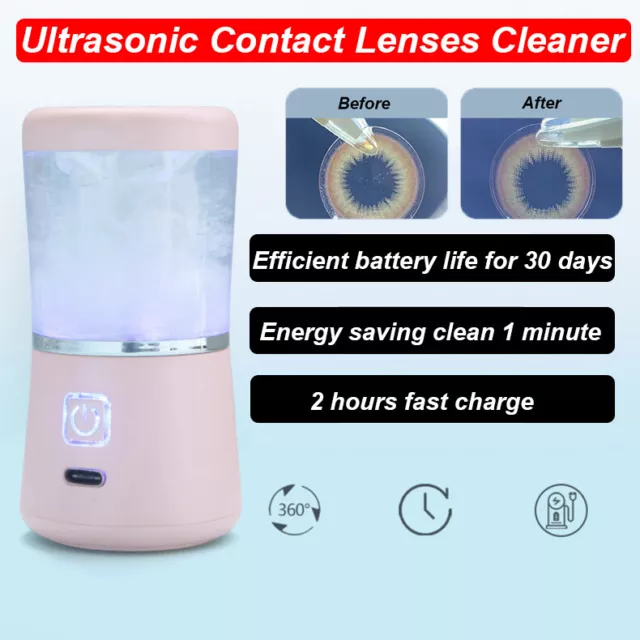 Auto Ultraschall Kontakt Linse Cleaner Pflege Kasten USB Wiederaufladbar Machine