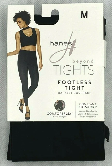 HANES STYLE ESSENTIALS Footless Revitalizing Tights Black L XL