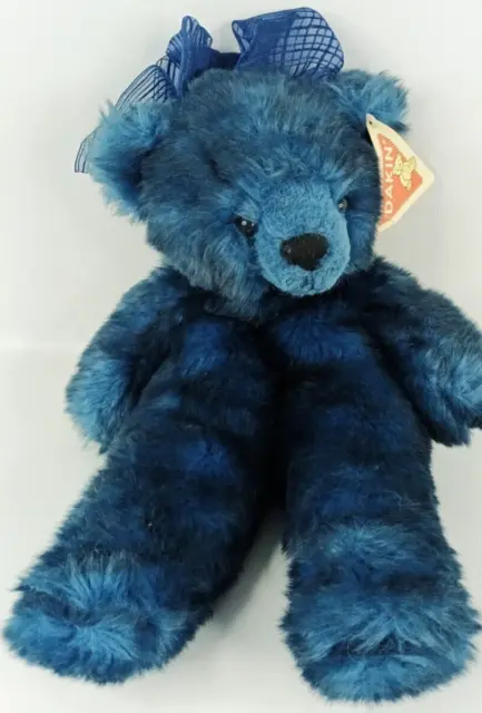 12" Vintage Teddy Bear Dakin Dark Blue Made in the USA Plush with Tag