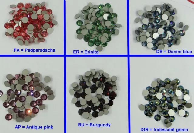 MIX SS30-3 *** Lot de 24 strass Swarovski fond plat 6,4mm mix 6 couleurs