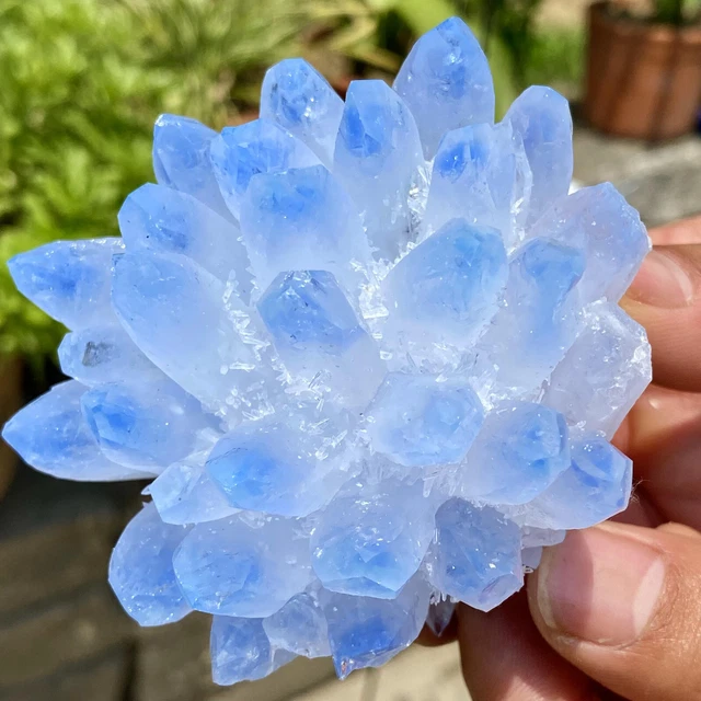 344G New Find sky blue Phantom Quartz Crystal Cluster Mineral Specimen Healing 2