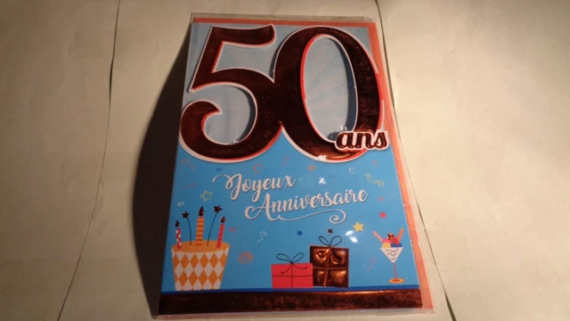 Carte Joyeux Anniversaire 50 Ans Avec Enveloppe - Modèle N°108, Neuf, Fabriqué En France, Pour Fêtes