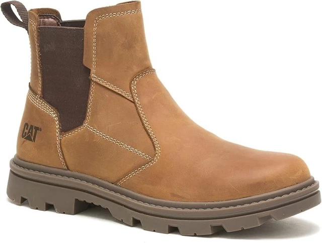 Customer Service Practitioner CATERPILLAR PRACTITIONER MENS Dark Beige Pull On Chelsea Leather Boots ...