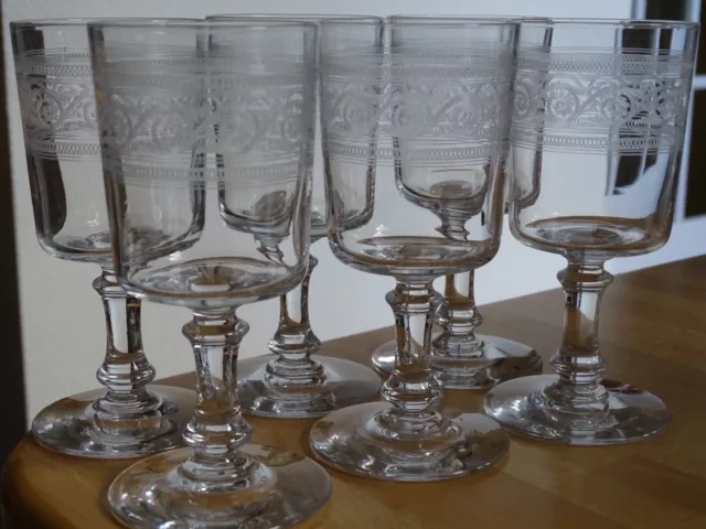 6 ANCIENS VERRES A VIN ROUGE CRISTAL DE BACCARAT MODELE ATHENIENNE ht 12,5 cm