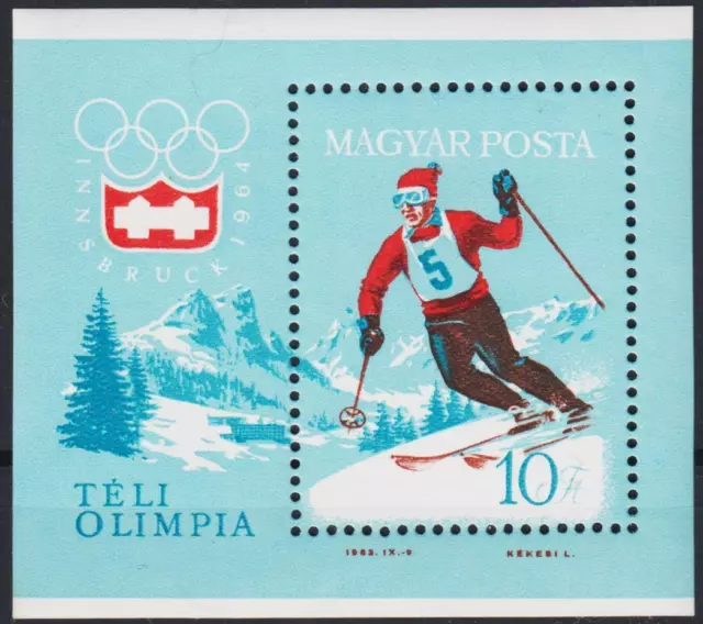 Hungary 1964 Innsbruck Winter Olympic Games Downhill Skiing Sports m/s MNH