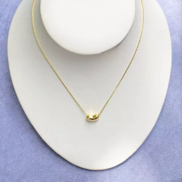 Sliding Bean Women's Necklace in 14K Yellow Gold Plated with Chain 925 Silver 3