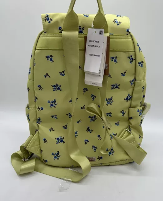 Madden Girl Proper Flap lime Green/Multi color Floral Nylon Zip Backpack 2