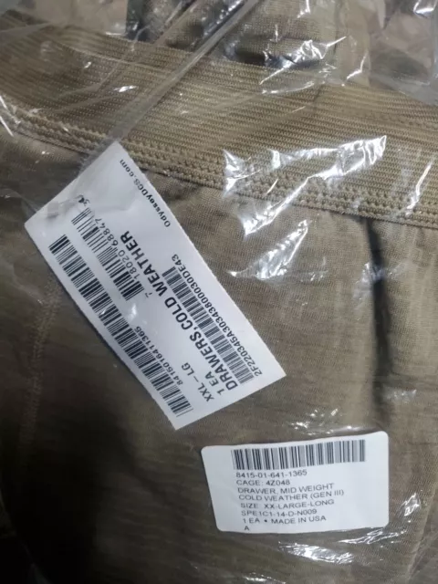USGI GEN III Level 2 ECWCS Polartec Cold Weather Waffle 2xl Long Pants  NEW