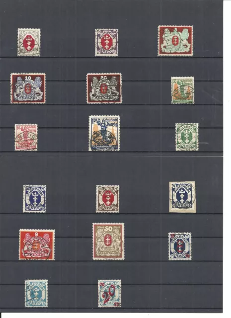 Danzig, Gdansk 1921-22, Einzelmarken aus Michelnrn: 73 - 107 o, BPP gestempelt o