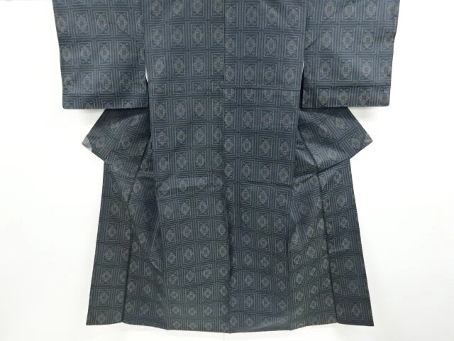 6817309: Japanese Kimono / Vintage Omeshi Kimono / Woven Grid & Abstract