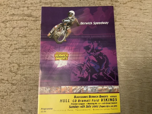 Berwick Bandits vs Hull Vikings Speedway program 14th July 2002