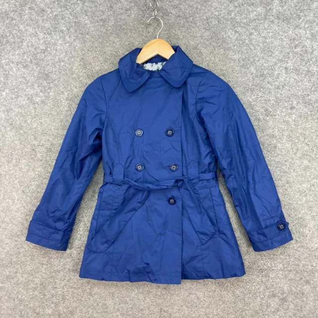 London Fog Girls Coat Size 10 Years Blue Collared Button Belt 7027