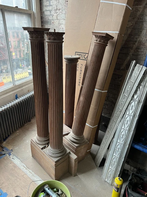 Antique French Wood Columns (French Style; with base)