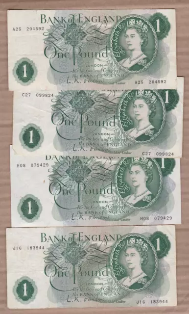 12 x B281, B282, B284 & B286 L.K.O'BRIEN £1 & 10/- NOTES IN USED FINE CONDITION