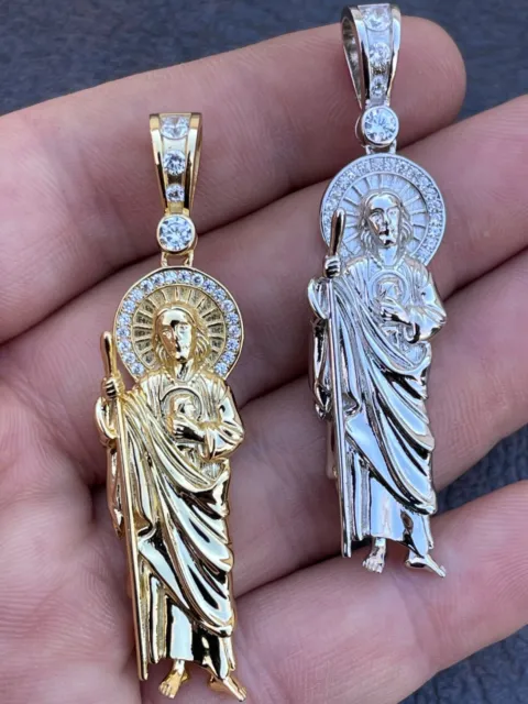Men's Real Solid 925 Sterling Silver/Gold Plated St Jude San Judas Tadeo Pendant