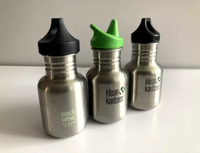 3 x Klean Kanteen 12oz / 355ml Water Bottles 18/8 Stainless Seel